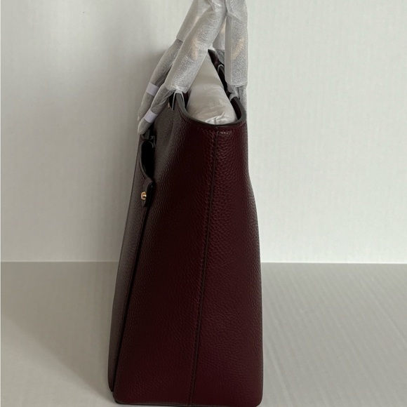 NWT Michael Kors Jet Set Travel Medium Double Pocket Tote Oxblood Vegan Leather - Picture 10 of 14